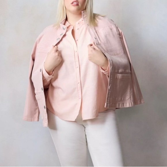 LC Lauren Conrad Pink Button Down Shirt Peter Pan Collar - Picture 3 of 12